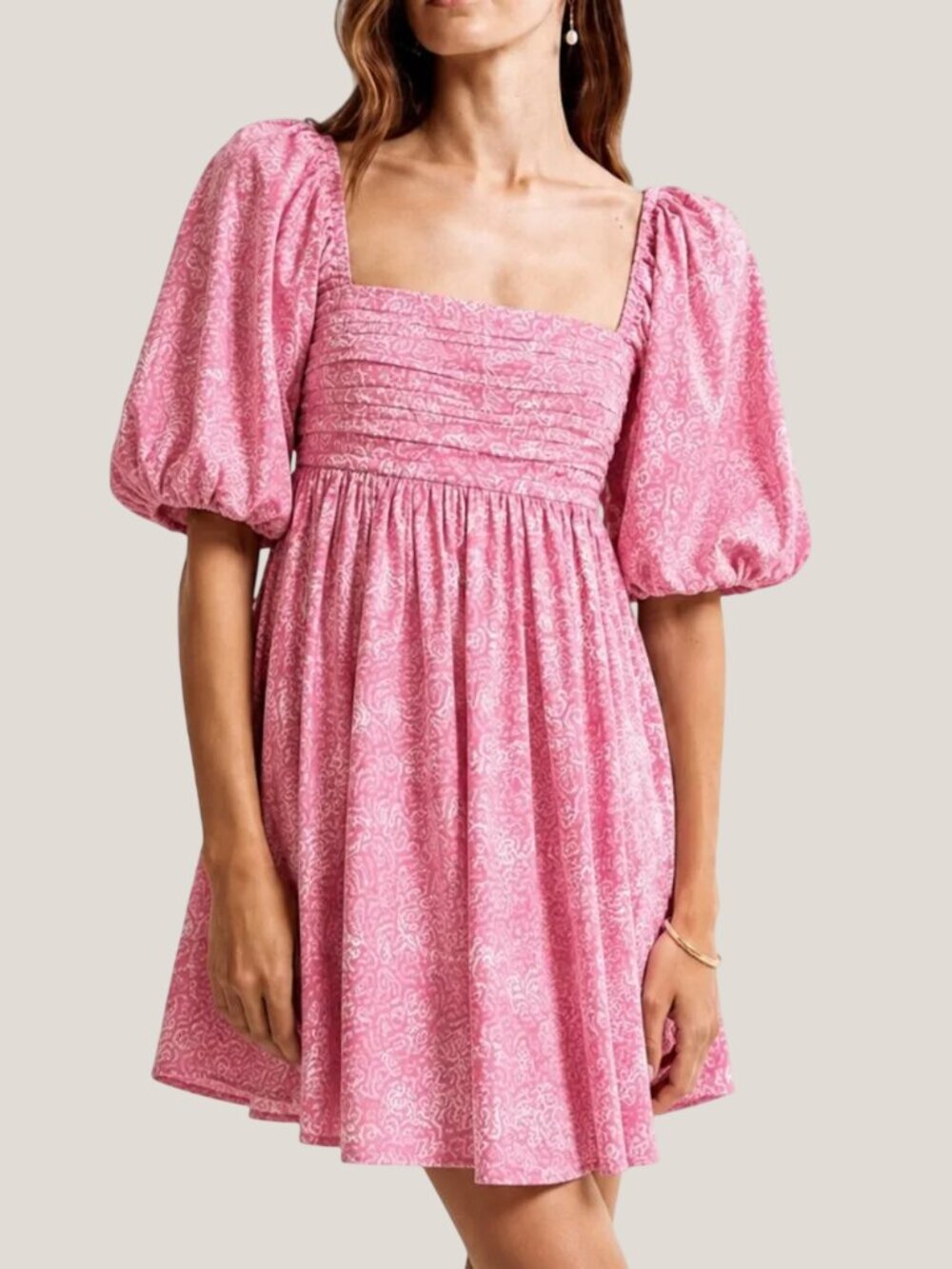 Abercrombie & Fitch Emerson Poplin Puff Sleeve Mini Dress Pink Medium